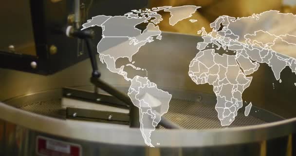 Animação Mapa Mundo Sobre Separador Fábrica Conceito Negócios Fábrica Tecnologia — Vídeo de Stock
