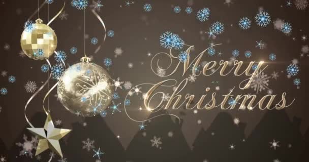 Celebrazione Del Natale Concetto Illustrazione Vettoriale Festa Fiocchi Neve Multipli — Video Stock