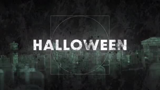 Animatie Van Halo Nachts Het Kerkhof Horror Angst Halloween Concept — Stockvideo