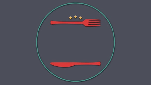 Vector Icon Fork Butter Knife Grey Background — Stock Video