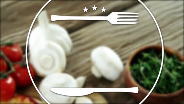 Icono Vectorial Tenedor Cuchillo Mantequilla Con Ingredientes — Vídeos de Stock