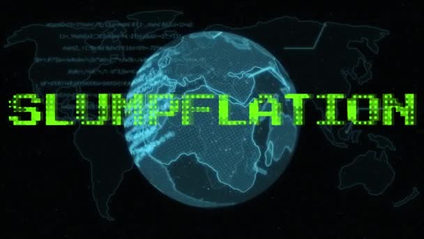 Animation Texte Affaissement Vert Sur Globe Traitement Données Sur Fond — Video