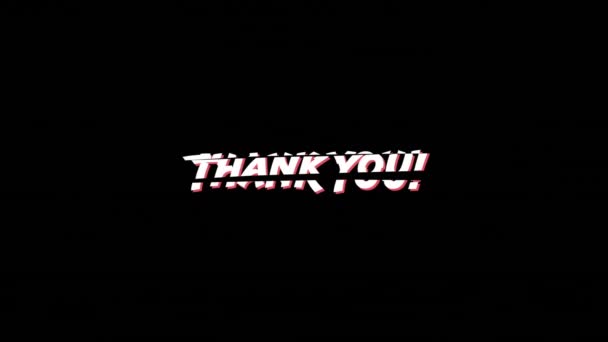 Animacja Słów Dziękujemy Wielkimi Literami Czerwone Linie Przechodzi Powrotem Ekranu — Wideo stockowe