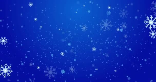 Animacja Płatków Śniegu Śniegu Niebieskim Tle Boże Narodzenie Tradycja Zima — Wideo stockowe