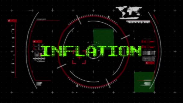 Animation Texte Inflation Vert Sur Les Données Traitement Interface Scanner — Video