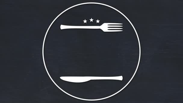 Vector Icon Fork Butter Knife Black Background — Stock Video
