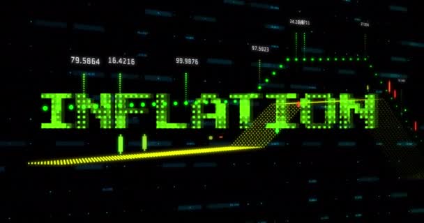 Animazione Del Testo Dell Inflazione Verde Grafici Dati Elaborazione Economia — Video Stock