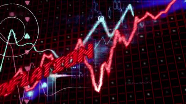 Animazione Del Testo Inflazione Rosso Grafici Grafici Che Elaborano Dati — Video Stock