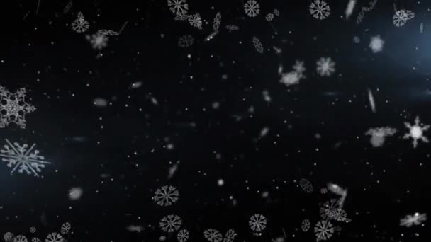 Animação Olá Sobre Flocos Neve Fundo Preto Comunicação Inverno Natal — Vídeo de Stock
