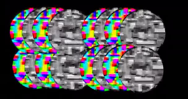 Цифрова Анімація Ретро Кругів Рухаються Чорному Екрані — стокове відео