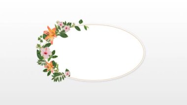 Beyaz arkaplana karşı çiçekli boş çerçeve 4k