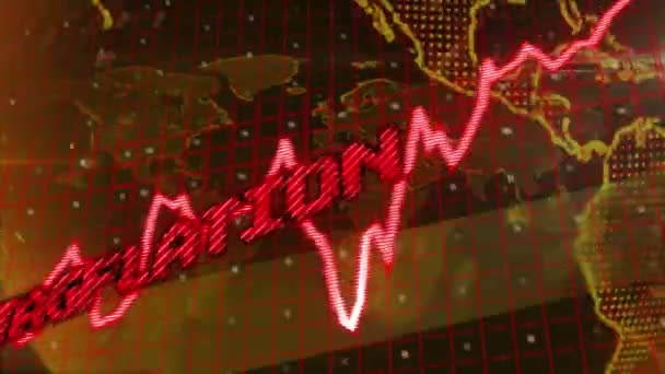 Animace Textu Stagflace Červeně Celé Zeměkouli Zpracování Dat Globální Ekonomika — Stock video