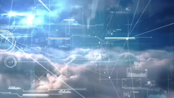 Vídeo Generado Digitalmente Pantalla Interfaz Contra Nube Cielo — Vídeos de Stock