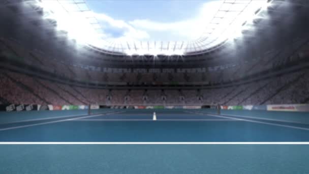 Digitalt Genererad Video Tennisstadion Med Åskådare — Stockvideo
