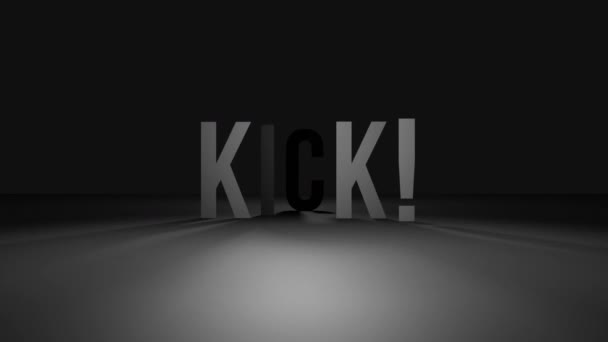 Animation White Kick Text Black Background Social Media Communication Interface — Stock Video
