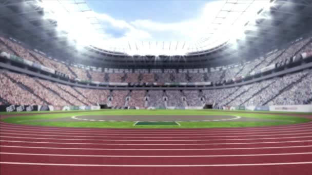Vídeo Gerado Digitalmente Estádio Atletismo Com Espectador — Vídeo de Stock