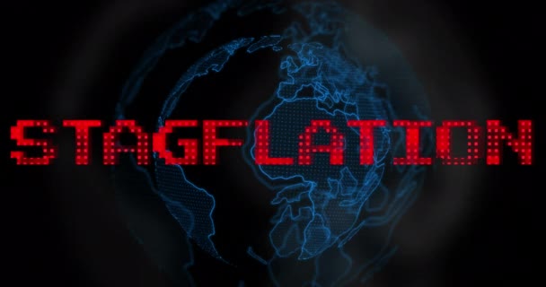 Siyah Zemin Üzerinde Kırmızı Renkli Stagflasyon Metninin Animasyonu Küresel Ekonomisi — Stok video