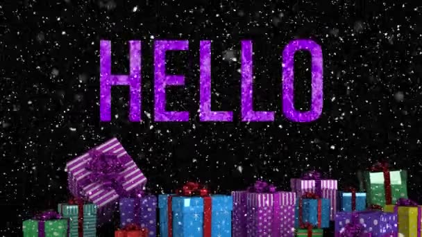 Animazione Ciao Neve Che Cade Sopra Regali Comunicazione Inverno Natale — Video Stock