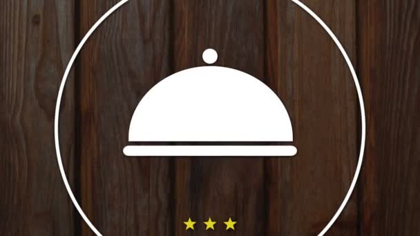 木製板付き皿蓋のベクトルアイコン4K — ストック動画