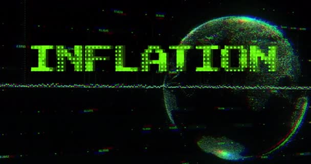 Animation Texte Sur Inflation Vert Sur Réseau Mondial Communication Traitement — Video