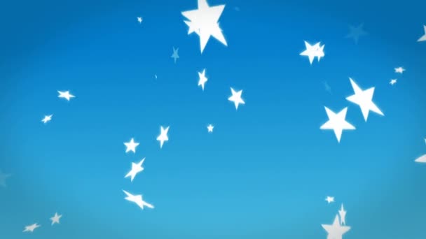 Digitálně Generované Padající Hvězdy Modrém Pozadí — Stock video
