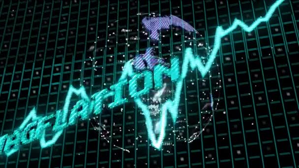 Animace Stagflace Textu Modré Přes Globální Sítě Grafu Zpracování Dat — Stock video