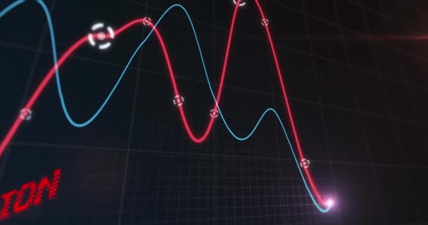 빨간색으로 표시된 인플레이션 텍스트 애니메이션은 배경에 그래프 데이터를 글로벌 비즈니스 — 비디오