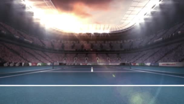 Vídeo Gerado Digitalmente Estádio Tênis Com Espectador — Vídeo de Stock