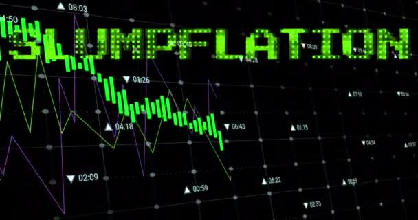 Animace Stagflace Textu Zeleně Nad Grafem Zpracování Dat Globální Ekonomika — Stock video