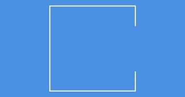 Mavi arka planda izole edilmiş beyaz çerçevenin tasviri. Dijital olarak oluşturulmuş, vektör, kare, kenarlar, geometrik şekil.