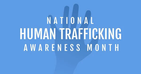 Illustration National Human Trafficking Awareness Month Text Hand Blue Background — Stock Photo, Image