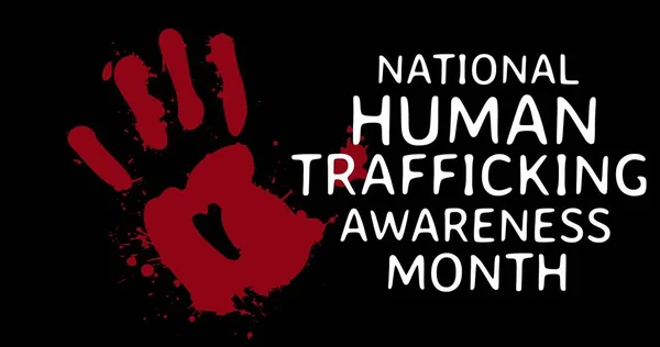 Illustration Red Handprint National Human Trafficking Awareness Month Text Copy — Stock Photo, Image