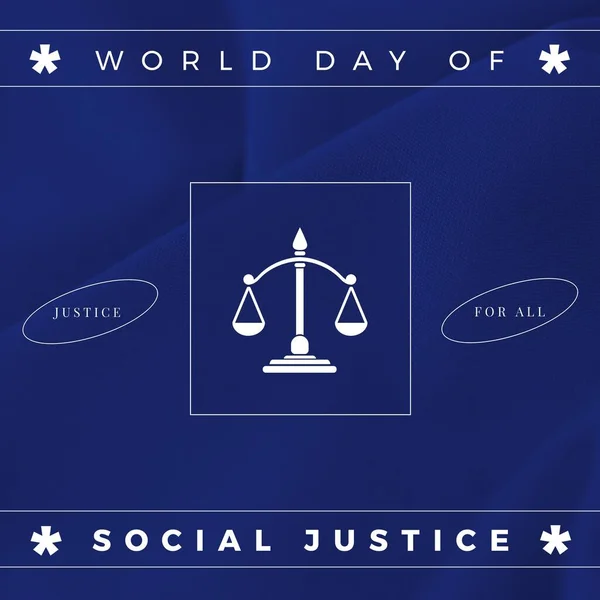 Composition World Day Social Justice Text Scales World Day Social — Stock Photo, Image