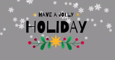 Noel 'de yağan kar animasyonunun neşeli bir tatil metni var. Noel, gelenek ve kutlama konsepti dijital olarak oluşturuldu.