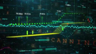 Çevrimiçi güvenlik kilidi ve veri işleme animasyonu. Dijital olarak oluşturulmuş küresel çevrimiçi güvenlik, iş, finans ve veri işleme kavramı.