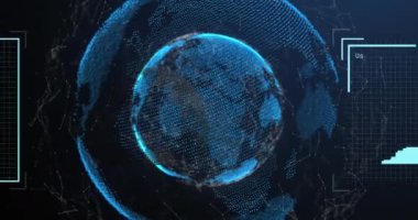 Donanma uzayındaki kullanıcı fotoğrafları, dünya ve bağlantıların animasyonu. Küresel ağ, sosyal medya ve teknoloji kavramı dijital olarak oluşturulmuş video.