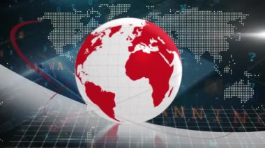 Dünyanın animasyonu, dünya haritası, istatistik ve veri işleme. Küresel iş, finans ve veri işleme kavramı. Dijital olarak oluşturulan video.