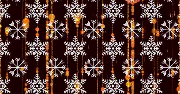 Animation Snowflakes Icons Seamless Pattern Light Trails Grey Background Christmas — Stock Video