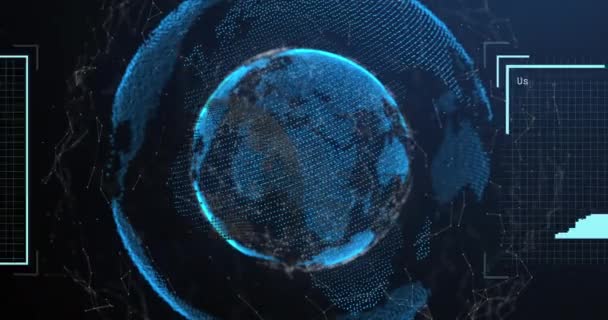 Animation Von Benutzerfotos Globus Und Verbindungen Marineraum Globales Netzwerk Soziale — Stockvideo
