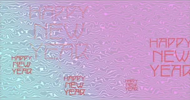 Değişken Arkaplandaki Dalga Desenlerine Karşı Çoklu Mutlu Yeni Yıl Mesaj — Stok video