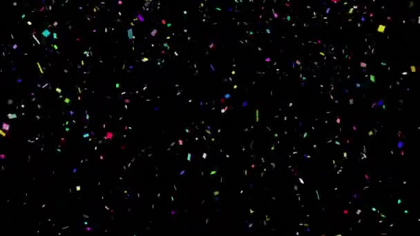 Siyah Arkaplandan Düşen Renkli Konfeti Animasyonu Noel Kış Gelenek Kutlama — Stok video