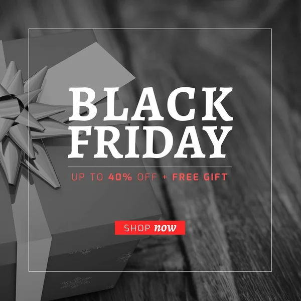 Composition Black Friday Sale Offer Text Present Ribbon Black Friday — Stock Photo, Image