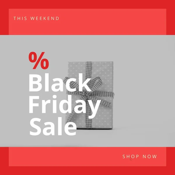 stock image Composition of this week black friday sale shop now text over present on red background. Black friday, shopping and retail concept digitally generated image.