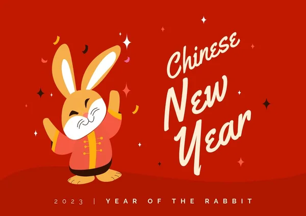Složení Čínského Novoročního Textu Nad Králíčkem Červeném Pozadí Čínský Nový — Stock fotografie