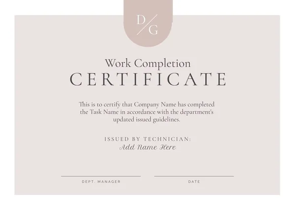 Image Template Work Completion Certificate Beige Background Job Contracts Certificates — Stock Photo, Image