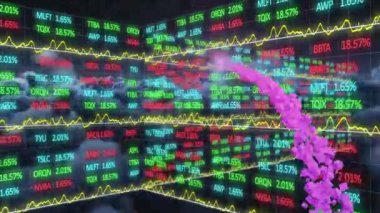 İstatistik ve finansal veri işleme animasyonu. küresel iş, finans ve veri işleme kavramı dijital olarak oluşturulmuş video.