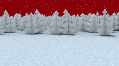 Kış ormanı manzarasına düşen kar animasyonu. parti ve kutlama konsepti dijital olarak oluşturulmuş video.