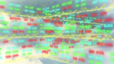 İstatistik ve finansal veri işleme animasyonu. küresel iş, finans ve veri işleme kavramı dijital olarak oluşturulmuş video.
