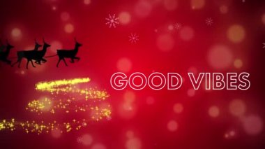 Noel 'de Noel Baba' nın kızağında iyi titreşimlerin animasyonu. Noel, kış, gelenek ve kutlama konsepti dijital olarak oluşturulmuş video.