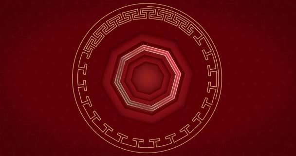 红色背带上灯笼和圆圈的动画 中国新年 传统和庆祝理念数码视频 — 图库视频影像